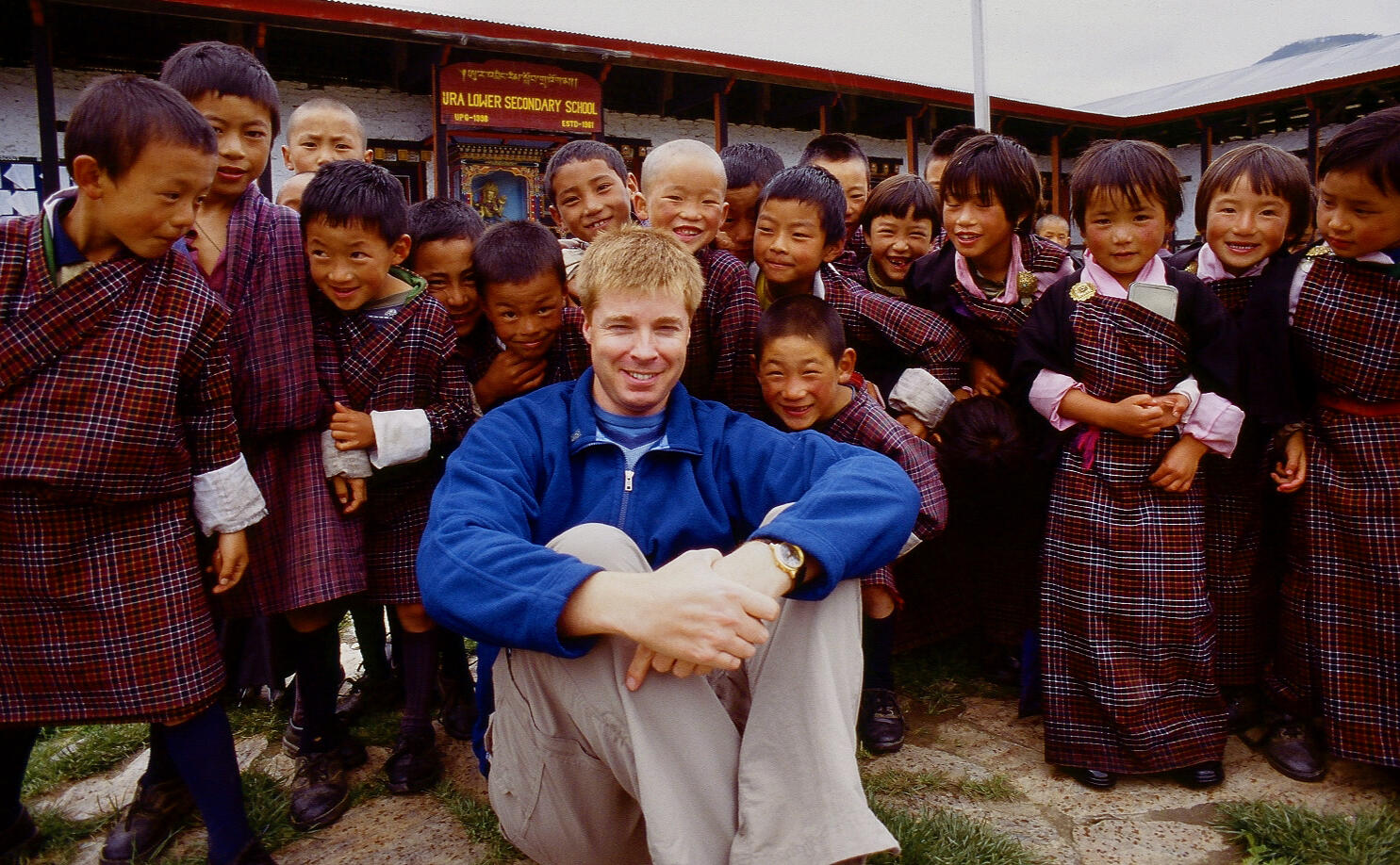With students of Ura Lower Secondary School in Bhutan